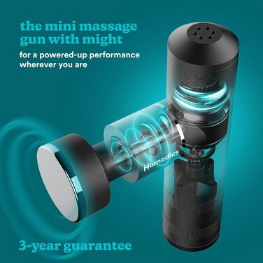 Масажер для тіла Homedics MYTI Mini з підігрівом - електричний ручний масажний прилад у кишеньковому форматі з 5 насадками та 4 рівнями вібрації - для розслаблення м'язів, чорний