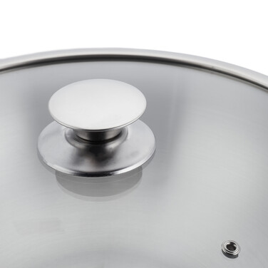 Relaxdays Stainless Steel Wok with Glass Lid