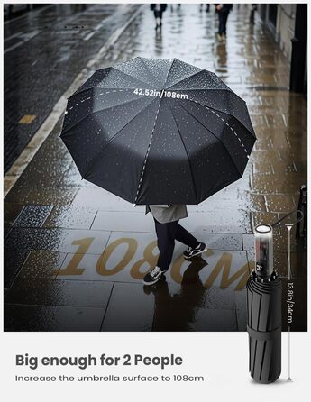 MidingChai Парасолька-зонт Штормостійка, велика, з захистом від УФ, автоматична, портативна, XXL для гольфу, подорожей та відпочинку, чорна (для чоловіків та жінок)