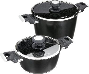 Набір каструль Tognana Sphera, алюміній, нержавіюча сталь, скло, чорний
