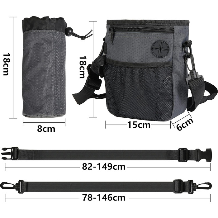 Сумка для ласощів для собак SLSON з портативним мискою, сумка-переноска для води, сумка для дресирування цуценят з регульованим ремінним та плечовим ременем для прогулянок та подорожей