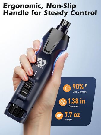 Електричний тример для собак Casfuy 6-в-1 з підвищеною потужністю (50%), тихий, з LED-підсвіткою та збирачем пилу, 4.8V, для великих порід (блакитний)