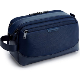 BAGSMART Toiletry Bag for Men, Travel Toiletry Organizer Bag made of Leather, Dopp Kit Waterproof Shaving Bag for Toiletries, (Navy Blue)