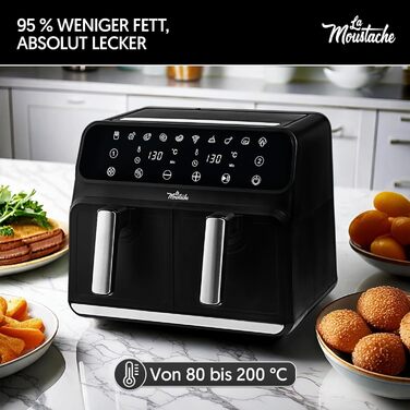 Фритюрниця повітряна La Moustache DuoFry XXL, 8л, 2 відсіки, 1700W, 6 функцій, з E-book рецептів