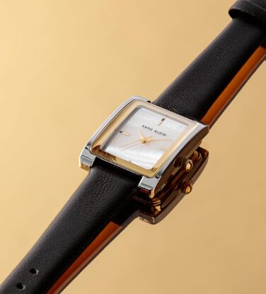 Жіночий шкіряний годинник Anne Klein (чорний/двоколірний)