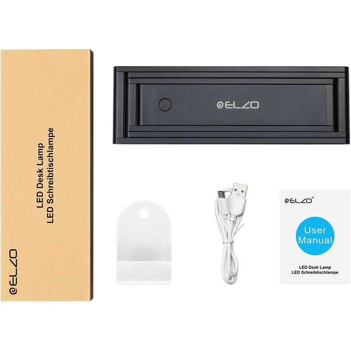 LED лампа настільна ELZO з регулюванням яскравості та складною ніжкою. Акумуляторна настільна лампа для офісу, дому та читання. Чорний колір.