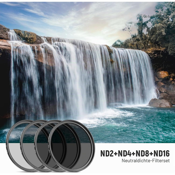 Набір ND-фільтрів Neewer 52мм (ND2, ND4, ND8, ND16) для DSLR камер Canon, Nikon, Sony, Panasonic — комплект нейтральних фільтрів з очисником об'єктива та чохлом