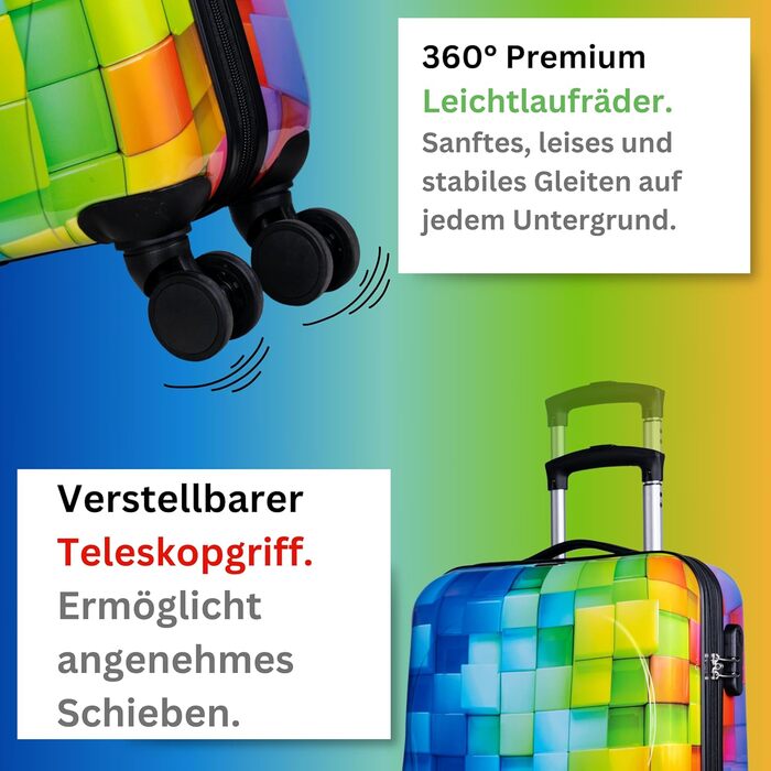Валіза NOWI з жорстким корпусом, середнього розміру, 68L, 8 коліс, 360°, ABS, з кодовим замком та телескопічною ручкою – для подорожей, ручної поклажі, середній розмір, Trolley