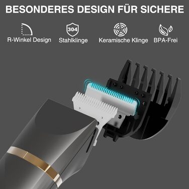 Електричний жіночий тример 2 в 1 Intimrasierer для бікіні та під пазухи, з керамічними лезами, водонепроникний (сірий, золотий)