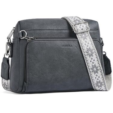 Сумка жіноча через плече MUIIKOLA кросбоді, екошкіра, регульований ремінець, темно-сіра (C-dunkelgrau)