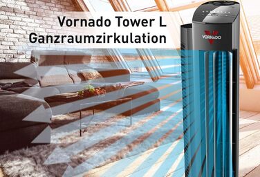 Вентилятор Vornado AC Tower M з дистанційним керуванням, таймером та низьким рівнем шуму (38 дБ), висота 84 см