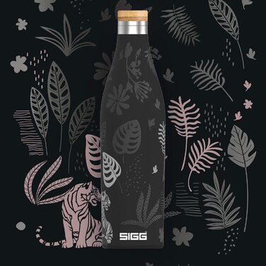 SIGG - Insulated Drinking Bottle - Meridian - Leak-proof - Extra slim - BPA-free - Plastic-free - Double-walled 18/8 stainless steel - Bamboo screw cap - 0.5L / 0.7L (Sumatra Tiger, Sumatra 0.5 L)