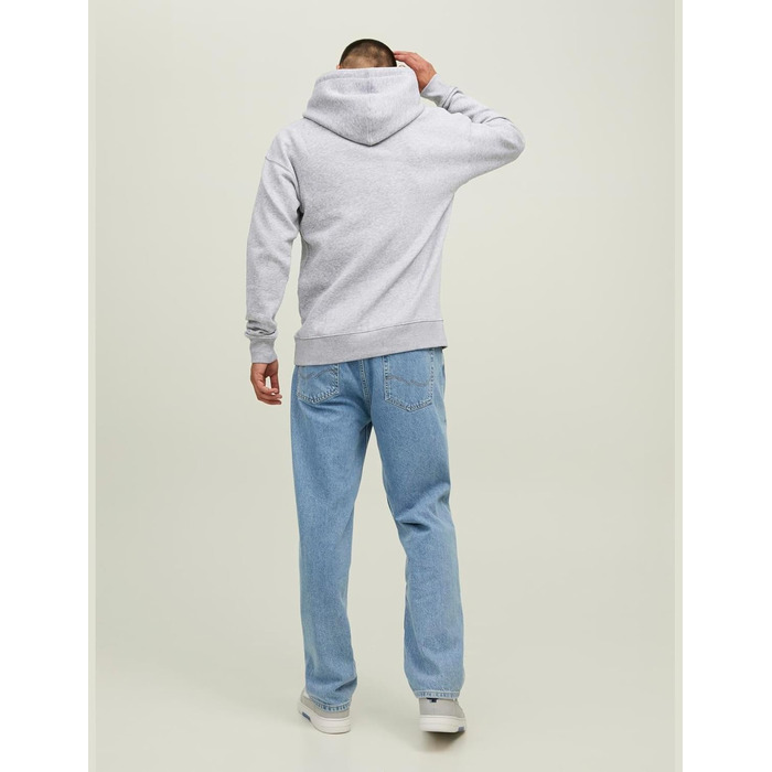 Чоловічий худі Jack & Jones однотонний з капюшоном, світло-сірий меланж, розмір XL