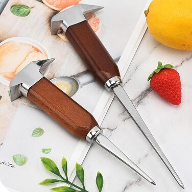 Stainless steel ice pick, 1 x 17 cm, with wooden handle, portable Japanese-style ice hammer, ice pick tool for bars, kitchens, picnics, camping (U126-1)