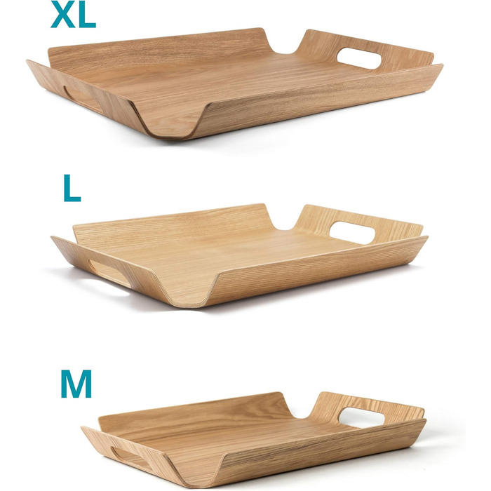 Bredemeijer brown curved rectangular wooden tray, 44.5 cm