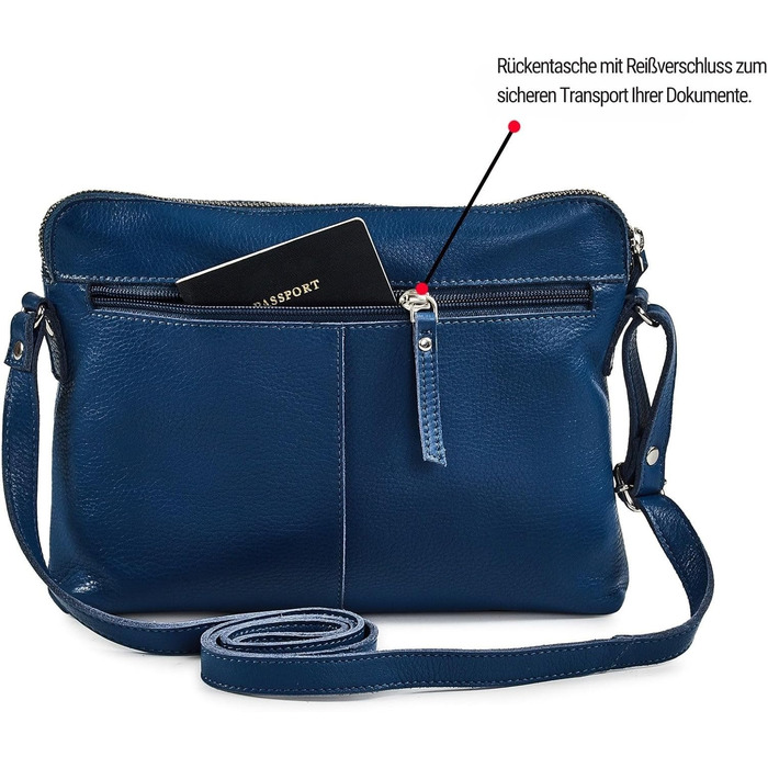 Сумка через плече Wise Owl з натуральної шкіри: жіноча та чоловіча, маленька сумка-кросбоді, 5 відділень, колір сапфіровий блакитний, шкіра наппа