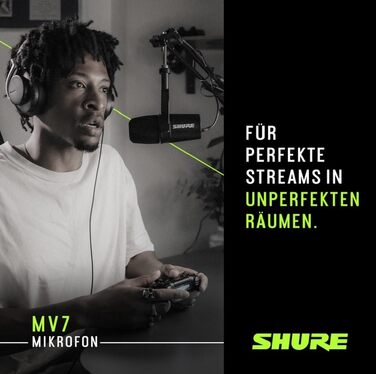 Мікрофон Shure MV7+ для подкастів, стрімінгу та запису - білий (срібний). USB/XLR, LED-сенсор, автоматичне регулювання рівня звуку, цифровий поп-фільтр