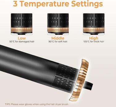 Фен-щітка 5-в-1 Airstyler Pro 1000W з регулюванням напрямку повітря, іонізація, для створення об'єму, локонів та укладки волосся (сірий)
