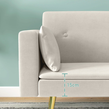 HOMCOM Sleeper Sofa, Convertible Sofa with Adjustable Backrest, Side Pocket, Upholstered 2-Seater Sofa Bed with Sleeping Function, Cushions, for Living Room, Bedroom, Beige | Aosom