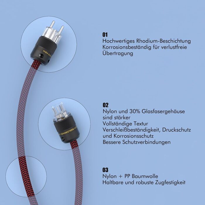 Hi-End мережевий кабель Monosaudio P083 1.5м, мідний екранований OFC HiFi кабель живлення AC, 16мм, вилка Schuko та роз'єм IEC C15 для підсилювача, DVD, сабвуфера та декодера