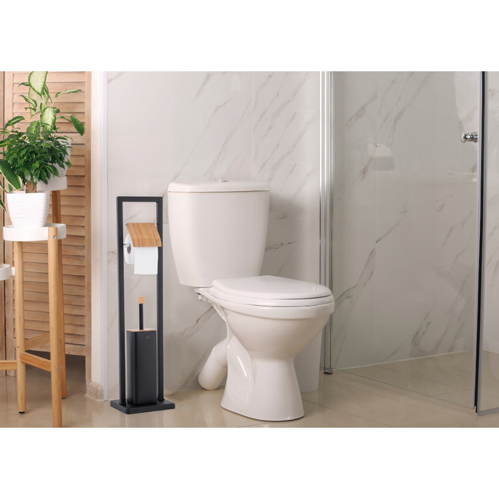 Підставка для туалетного паперу та йоржика Yoka Home, метал, чорний матовий
