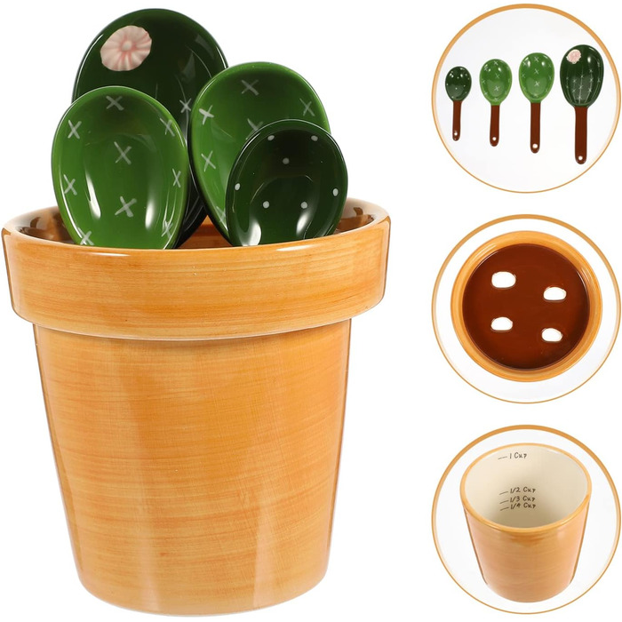 Zerodeko 1 Piece Cactus Measuring Spoon Coffee Measuring Sugar Scoop Cactus Figurine Measuring Teaspoon Measuring Spoon Salt Spoon Measurement Sugar Spoon Flour Measuring Spoon Baking Tl Spice Milk Powder Ceramic
