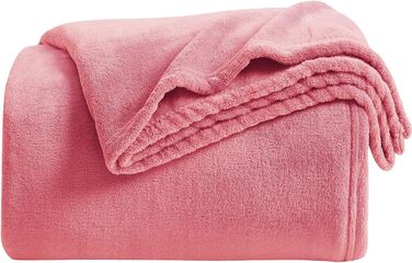 Плед з мікрофібри KMUSET, теплий та м'який, білий (50'x60') / лосось, Twin (60'x80')