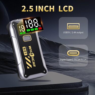 Powerbank Starthilfe 4000A: Портативний пусковий пристрій для авто 12V з LCD дисплеєм та LED ліхтариком. Запускає бензинові двигуни до 9.0L та дизельні до 7.5L. Підходить для SUV, мотоциклів, газонокосарок.