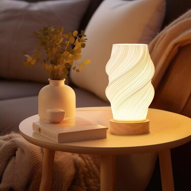 Дерев'яна настільна лампа - 3 режими, 9-рівнів регулювання яскравості LED, мінімалістичний дизайн, для спальні, вітальні, нічного столика, декоративна лампа з теплим/холодним білим світлом