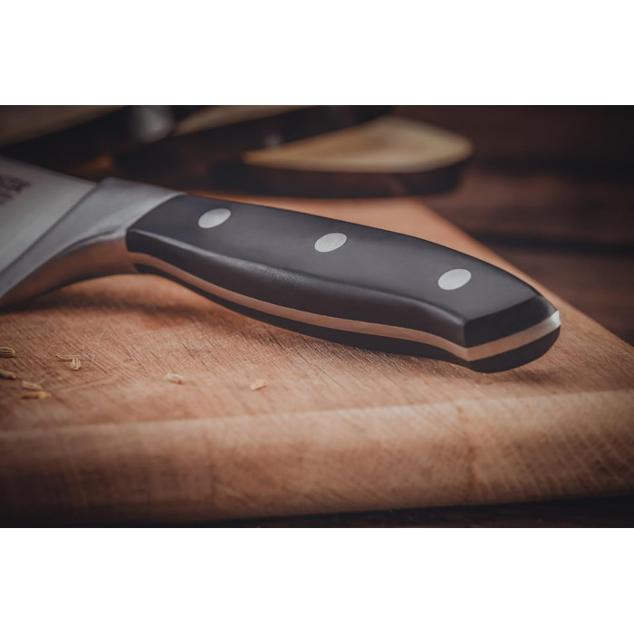 Ніроста Trinity – професійний ніж Сантоку з нержавіючої сталі 34 см, ручне заточування, з захистом пальців