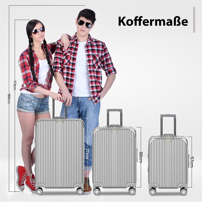 Набір валіз Voyagoux 2 шт. - 39L та 113L, жорсткі валізи, TSA-замок, ABS, 4 колеса 360°, міцні та легкі, рожеве золото (42L, срібло)