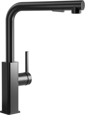 Кухонний змішувач CECIPA висувний з душем, чорний, нержавіюча сталь, 360° поворот, 2 режими струменя, для кухні