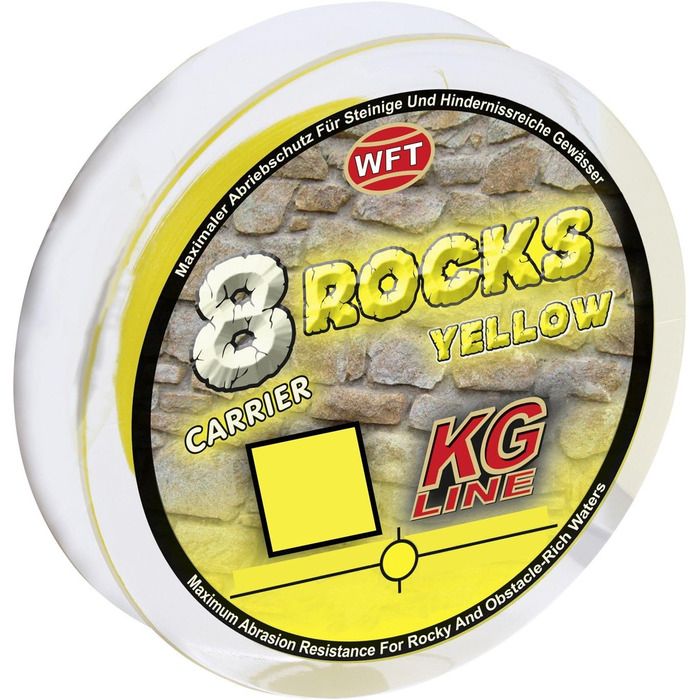 Плетена рибальська ліска WFT 8 Rocks 150 м 0,18 мм 17 кг жовта для моря