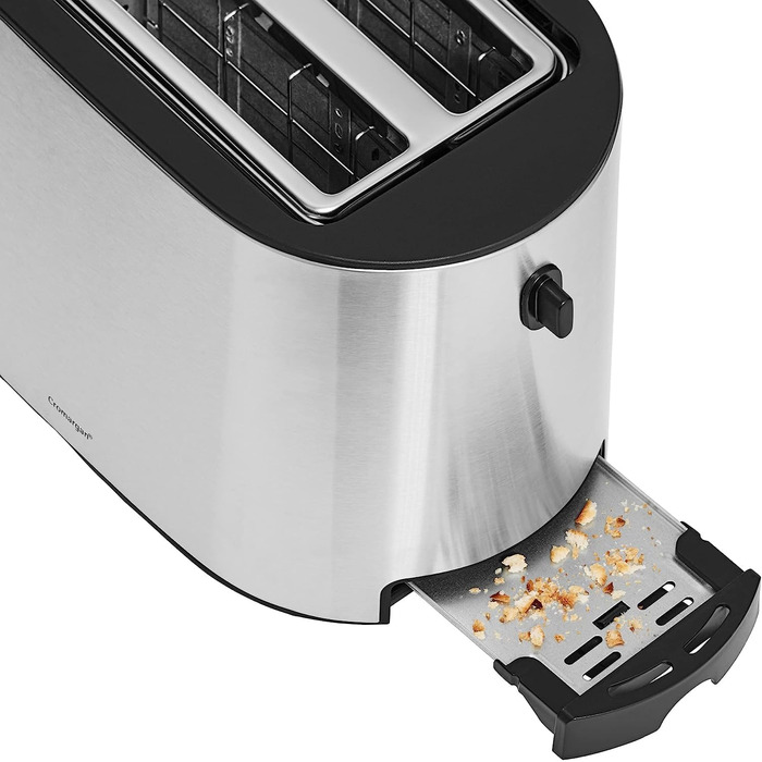 WMF Bueno Pro Toaster 2 Slice, Double-Slot Toaster Stainless Steel with Roll Holder, 2 Slices, 6 Browning Levels, 870 W, brushed stainless steel