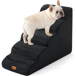 Сходинка для собак Gardner Pet - 35/42 см, 3 сходинки, з високощільної піни, з неслизьким водонепроникним покриттям, для ліжка, дивану, крісла (5 сходинок, чорний колір)