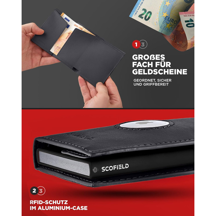 SF SCOFIELD Duality Magflip Airtag Wallet (Cardholder without Coin Pocket) - Wallet for 8-10 Cards - Men's Wallet with RFID Protection - Slim Wallet - Smart Wallet - Card Case with Air Tag Compartment - Purse