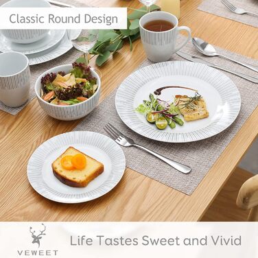 Набір посуду VEWEET FRAME на 4 особи (16 предметів): тарілки, миски, чашки, порцеляна