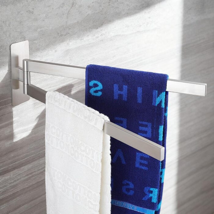 Підвісний тримач для рушників ZUNTO, 2 шт., поворотний 180°, з нержавіючої сталі 304, для ванної та кухні, сріблястий, 40.8 см