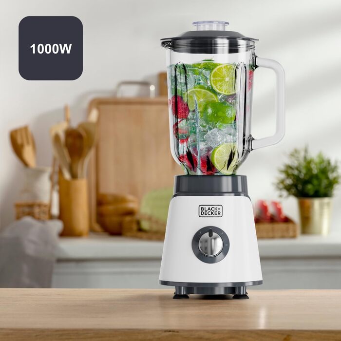 Black+Decker 2200W Stand Mixer with Glass Bowl - 2.2L, 8 Speeds, 6 Stainless Steel Blades, Ice Crush & Smoothie Function, LED Display, Safety System