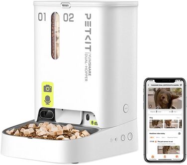 Автоматичний годівниця для котів та собак PETKIT з камерою та AI, 5л, 1-10 прийомів їжі/день, 1-30 порцій