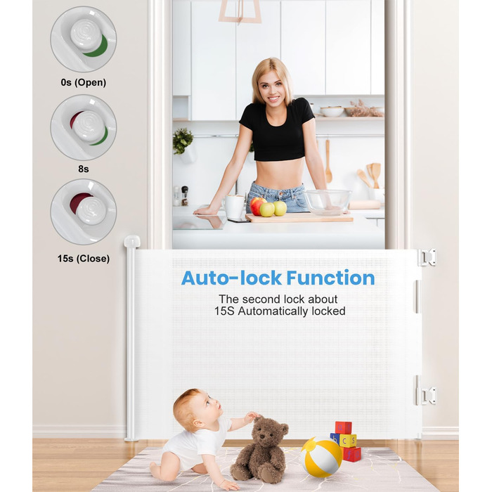 Захист від травм для дітей Nalezuns: розсувна сітка для дитячих воріт, 0-180 см, сірий колір