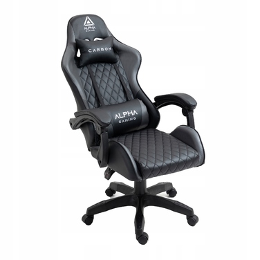 Ігрове крісло Alpha Gaming Carbon, штучна шкіра, чорно-сіре