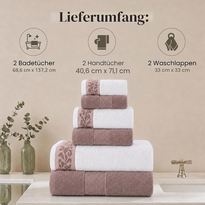 Набір махрових рушників Modern Threads з жакардовою бордюром Filgree, 600 г/м², рожеві, стандартний розмір