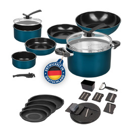 Набір посуду Kelton 27 предметів: каструлі, сковороди з антипригарним покриттям, набір для приготування їжі, без PFOA та PTFE, знімні ручки