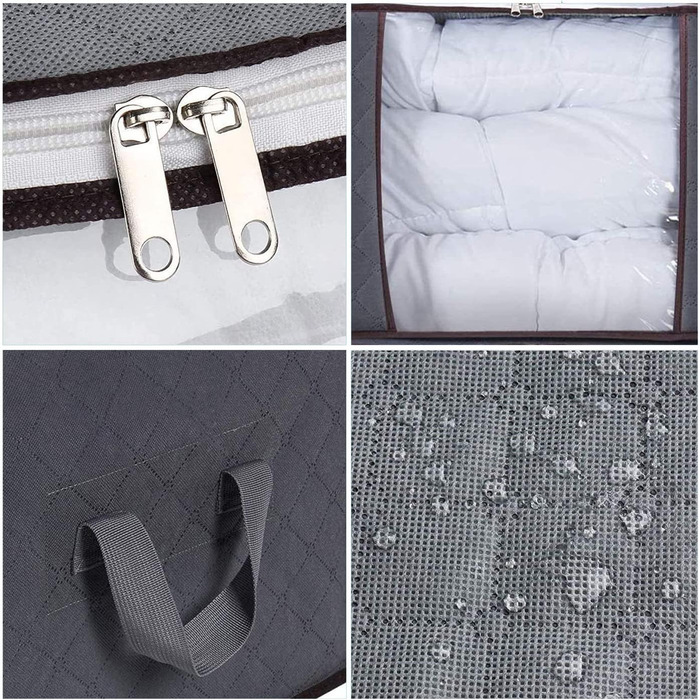 Органайзери для зберігання AIOR, 4 шт., 90 л, сірі. Коробки для зберігання постільної білизни, одягу, ковдр, подушок. Розмір 60x40x35 см