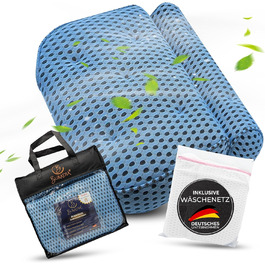 BURADIA Bath Pillow including Wash Bag - Ultimate Comfort and Relaxation with Latest Air Mesh Technology - Bath Pillow for Bathtub with 7 Strong Suction Cups - Neck/Head Pillow (light blue)