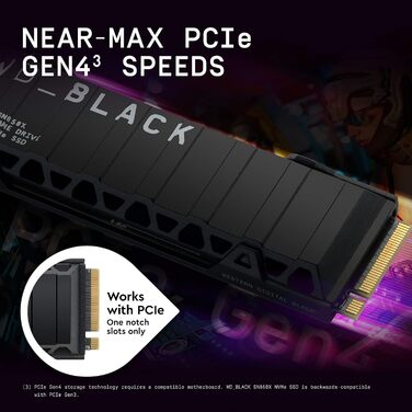 SSD накопичувач WD_BLACK SN850X 4TB PCIe Gen4 з радіатором | NVMe, 7300 МБ/с, 6300 МБ/с
