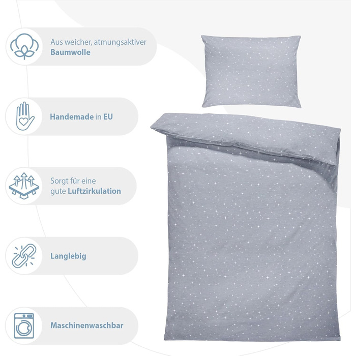 Комплект постільної білизни для дитячого ліжечка Kinderbettwäsche, 100x135 см, бавовна, Oeko-Tex, для хлопчика та дівчинки. Комплект: ковдра 100x135 см та наволочка 40x60 см.