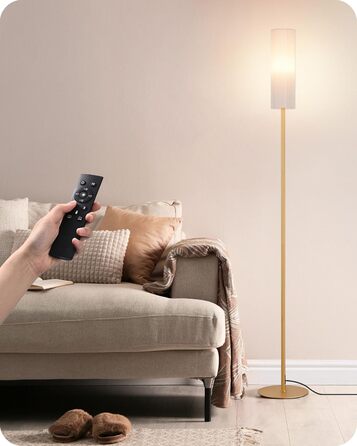 LED торшер Edishine для вітальні та спальні, 165 см, з пультом, диммування, 3 колірні температури (3000K-6000K), золото, E27