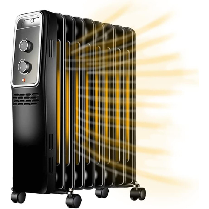 Електричний масляний радіатор BlueCraft 2000W з термостатом, 3 режими нагріву (800/1200/2000W)